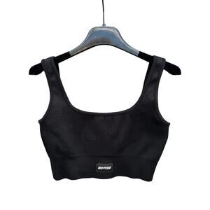 BO+TEE Ribbed Black Sports Bra Small S